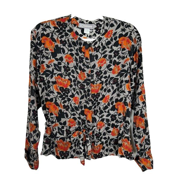 Vintage CCCourtnay Womans 4 button up blouse Dark Cottagecore Bohemian Whimsy - Picture 1 of 6